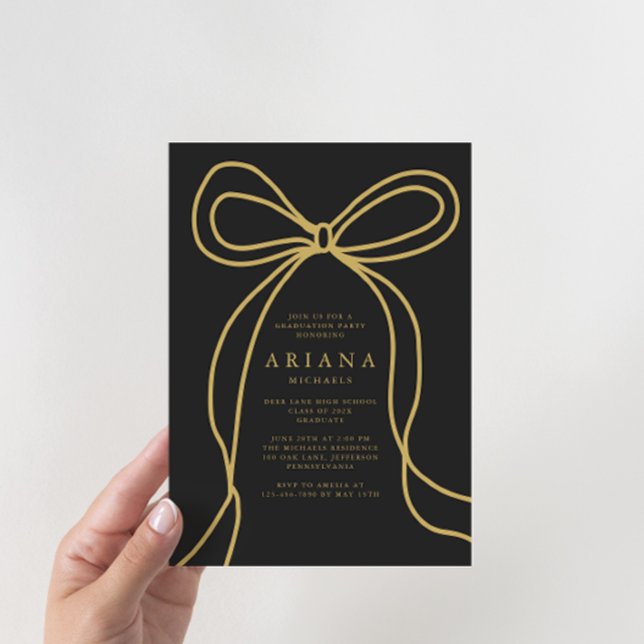 Modern Gold Bow Graduation Party Invitation (Creator Uploaded)
