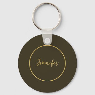 Modern Gold & Brown Colour Calligraphy Plain Uniqu Key Ring