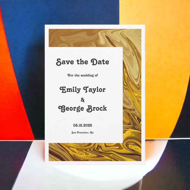 Modern Gold Brown Terracotta Abstract Art Wedding  Save The Date (Creator Uploaded)
