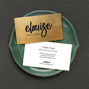 Modern Gold Brush Script Beauty Business Business Card