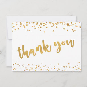 Modern Gold Brush Script Confetti THANK YOU