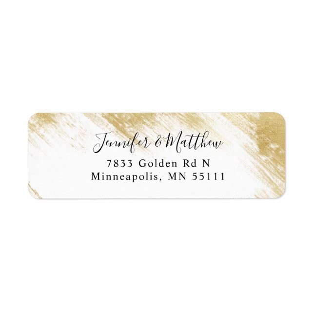 Modern Gold Brush Stroke Return Address (Front)