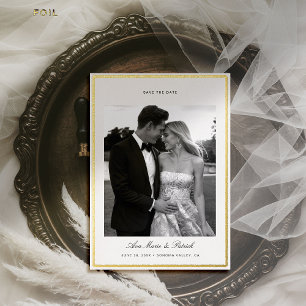 Modern Gold Brushed Frame Photo Wedding Save Date