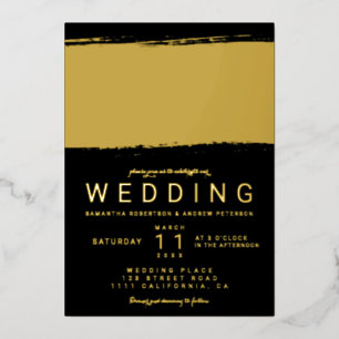 Modern gold brushstroke black wedding