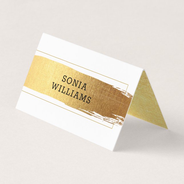 Modern gold brushstroke business card (Front)