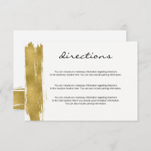 Modern Gold Brushstroke Directions Enclosure Card
