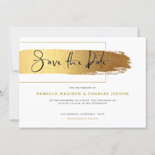 Modern gold brushstroke elegant black typography invitation