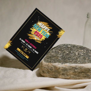 Modern Gold Brushstroke New Year’s Eve 2025 Party  Invitation