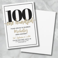 Modern Gold Calligraphy 100th Birthday Party
