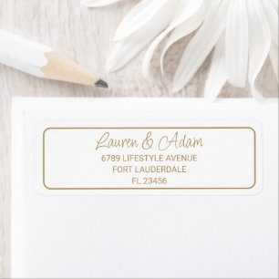 Modern Gold Calligraphy on White Wedding Address