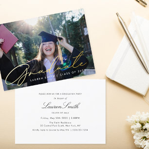 Modern Gold Calligraphy Photo Graduation Party