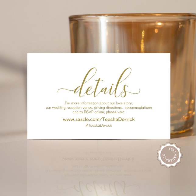 Modern Gold calligraphy, Wedding Details Enclosure Card (Modern Gold calligraphy, Wedding Celebration Details, Invitation Enclosure Card)