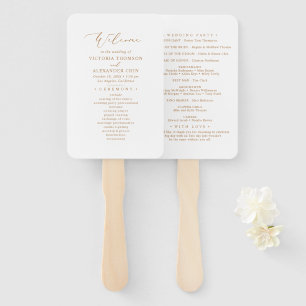 Modern Gold Calligraphy Wedding Program Fans