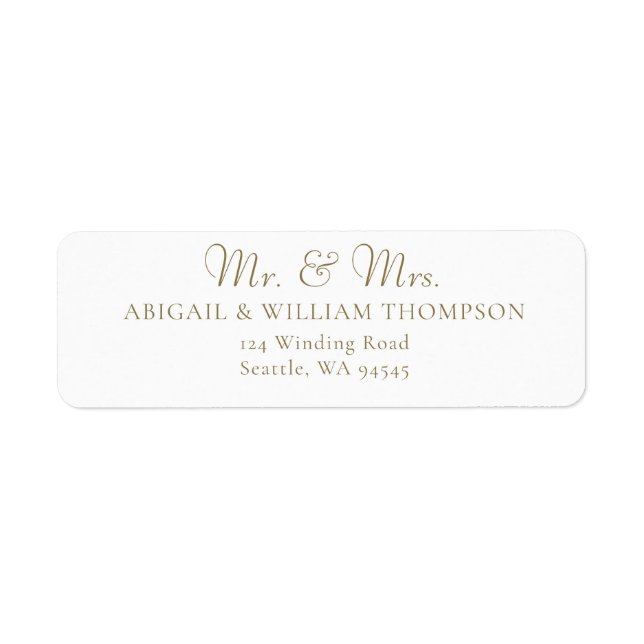 Modern Gold Calligraphy Wedding Return Address (Front)