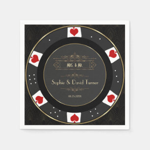 Modern Gold Casino Poker Chip Wedding  Napkin
