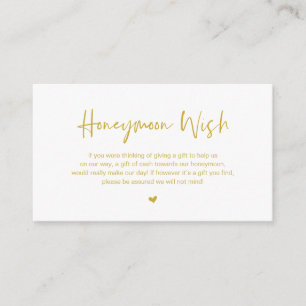 Modern Gold casual elegance font, Honeymoon Wish Enclosure Card