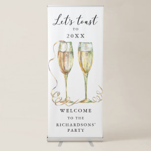 Modern Gold Champagne Party Welcome Banner