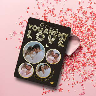Modern Gold & Charcoal Photo Valentines Foil Card