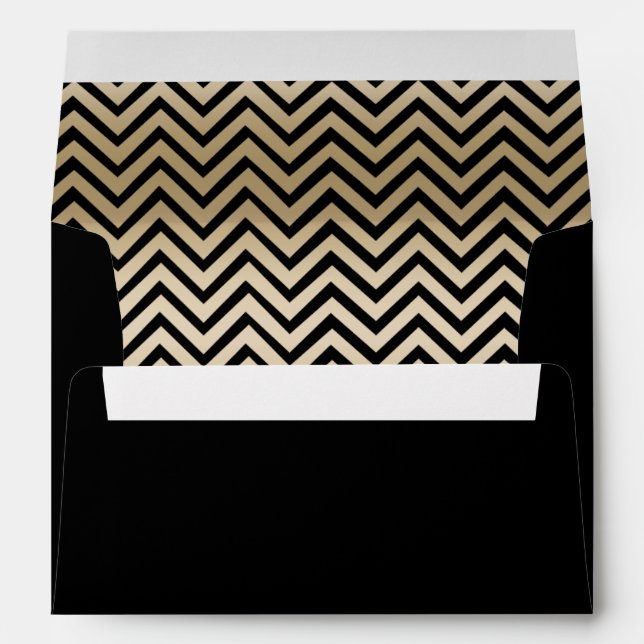 Modern Gold Chevron Stripes Envelope (Back (Bottom))