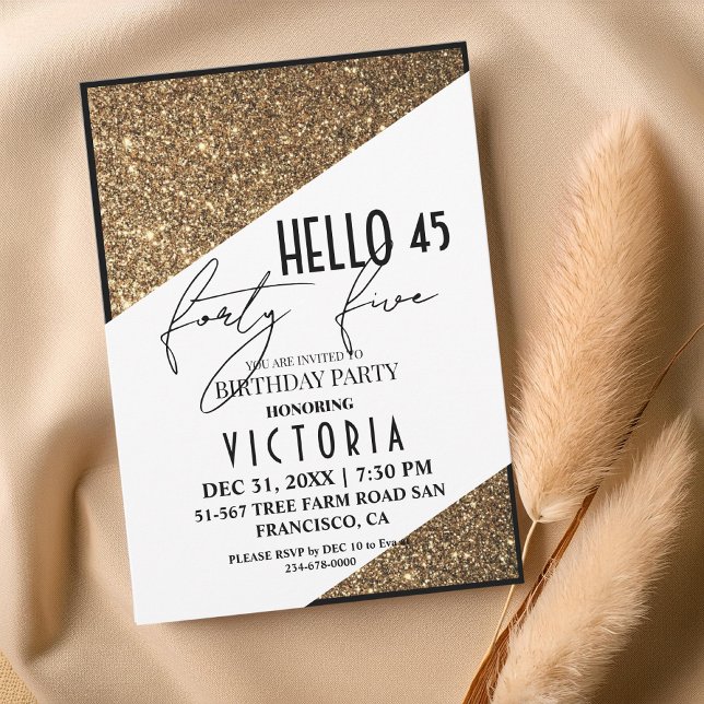 Modern Gold Chic 45th Birthday Party Invitation (Creator Uploaded)