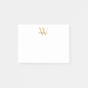 Modern Gold Chic Monogram Name Script Simple Post-it Notes