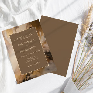 Modern Gold Chocolate Artistic Watercolor Wedding Invitation