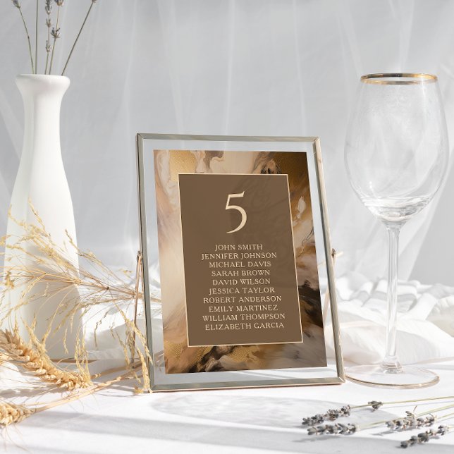 Modern Gold Chocolate Artistic Watercolor Wedding Table Number (Creator Uploaded)