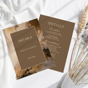 Modern Gold Chocolate Artistic Wedding Details Enclosure Card