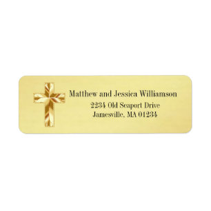 Modern Gold Christian Cross Return Address Labels