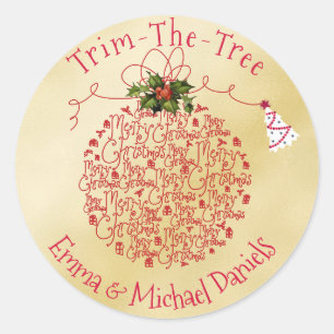 Modern Gold Christmas  Classic Round Sticker