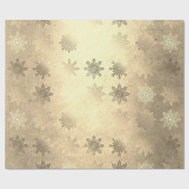 Modern gold Christmas snowflake pattern  Wrapping Paper (Flat)