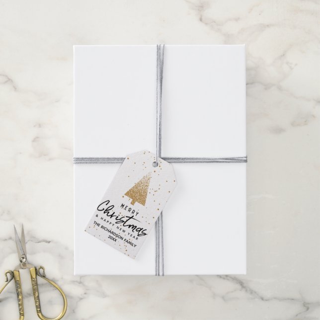 Modern Gold Christmas Tree Gift Tags (With Twine)