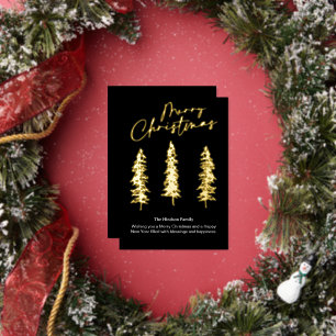 modern gold Christmas Tree Holiday Card