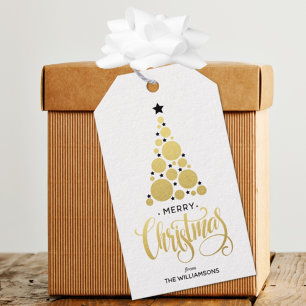 Modern Gold Christmas Tree Holiday Gift Tags