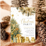 Modern Gold Christmas Tree Wreath Floral Party Invitation<br><div class="desc">Modern Gold Christmas Tree Wreath Floral Party</div>