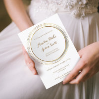 Modern Gold Circle Frame Wedding Invitation