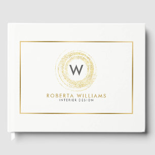 Modern Gold Circle Logo Guest Book