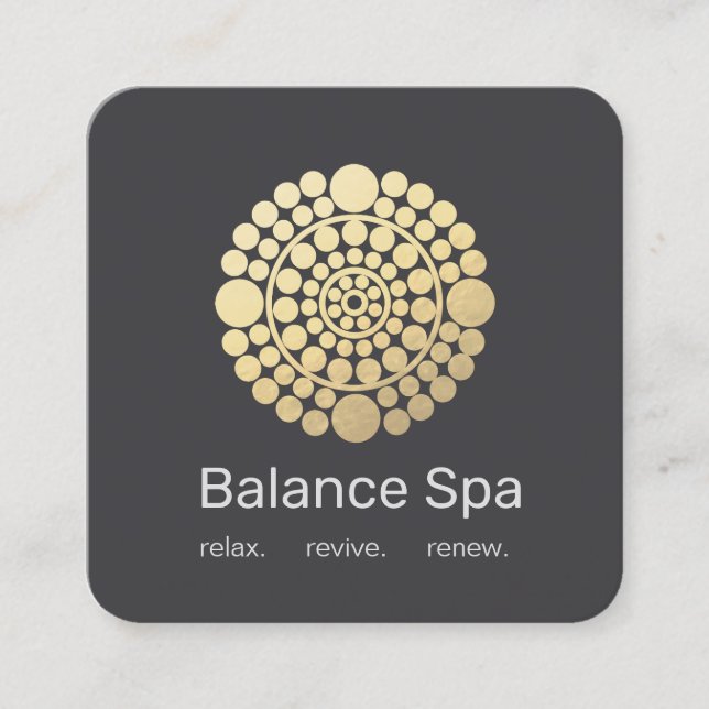 Modern Gold Circle Mandala Motif Square Business Card (Front)