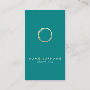 Modern Gold Circle Teal Vertical Business Card