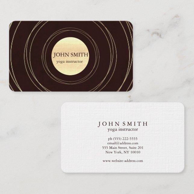 Modern Gold Circle Yoga Teacher & Energy Healer Business Card (Front/Back)