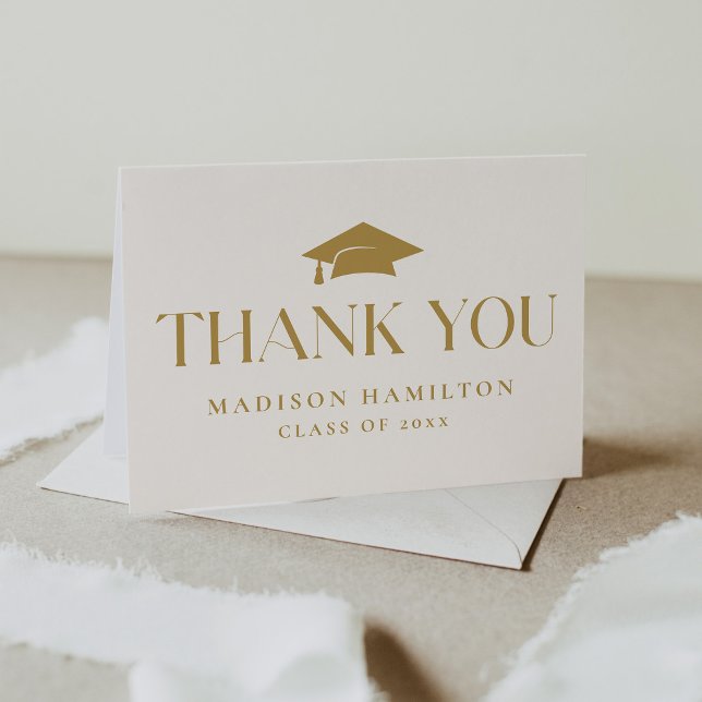 Modern Gold Class of 2025 Graduation Thank You Card (Creator Uploaded)