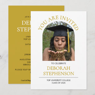 Modern GOLD Class of 2026 Photo Graduation Party Invitation