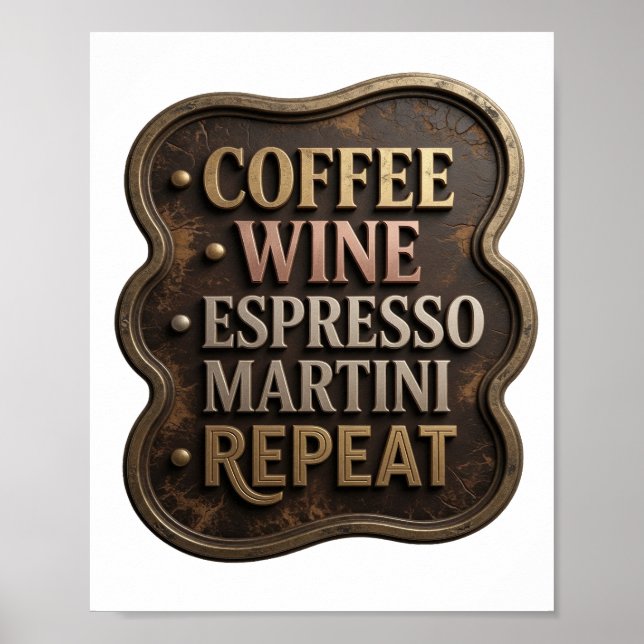 Modern Gold COFFEE WINE ESPRESSO MARTINI REPEAT Poster (Front)