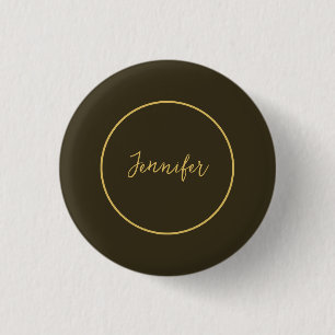 Modern Gold Colour Calligraphy Plain Unique 3 Cm Round Badge