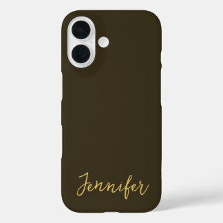 Modern Gold Colour Calligraphy Plain Unique iPhone 16 Case