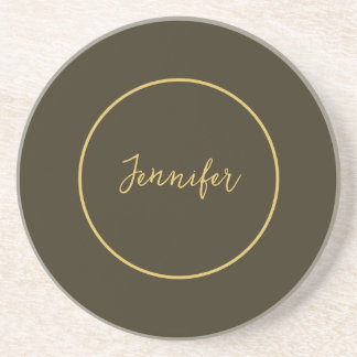 Modern Gold Colour Calligraphy Plain Unique Coaster