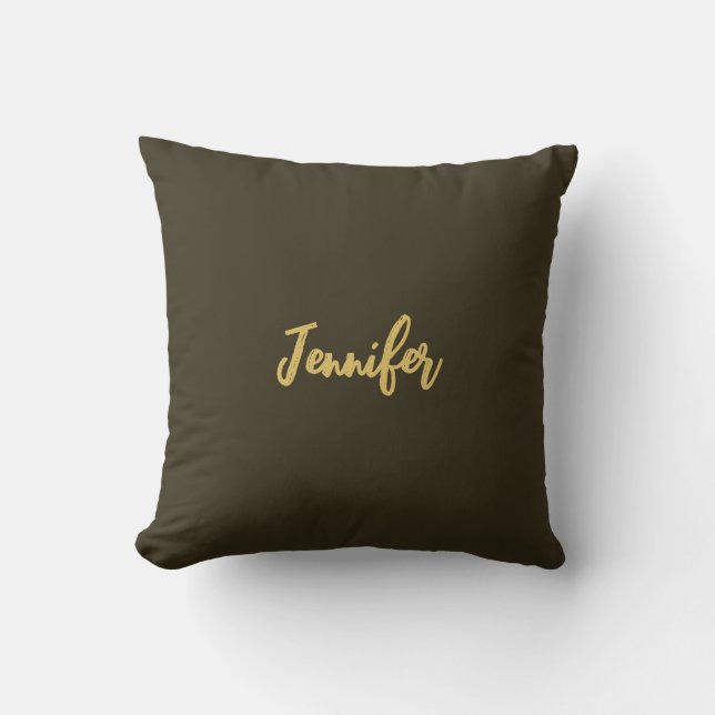 Modern Gold Colour Calligraphy Plain Unique Cushion (Front)