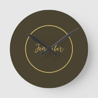 Modern Gold Colour Calligraphy Plain Unique Round Clock