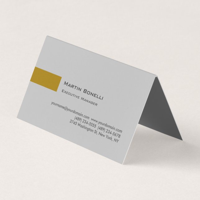 Modern Gold Colour Grey Custom Personal Easy Edit Business Card (Front)