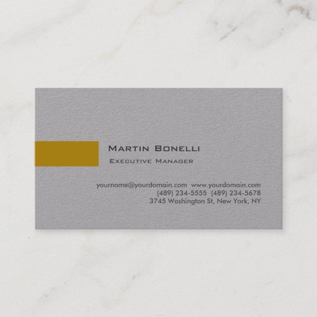 Modern Gold Colour Grey Custom Personal Easy Edit Business Card (Front)